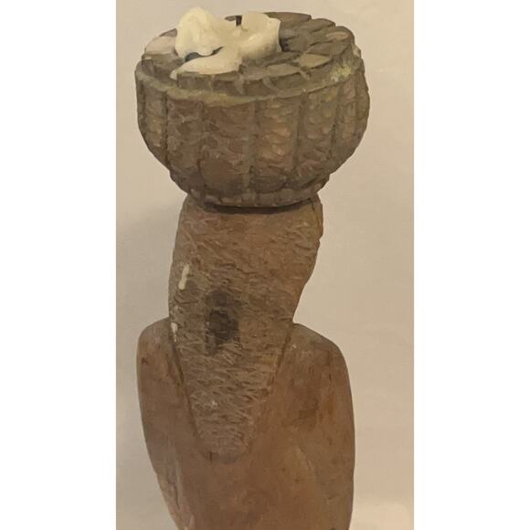 Vintage Hand Carved African women wooden Candle holder - Picture 7 of 15